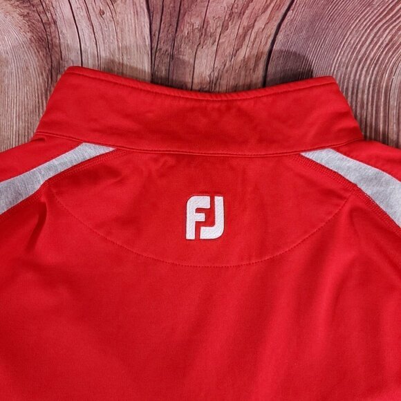 Footjoy Mens Size XL 1/4 Zip Red Gray Performance Golf L/S Pullover Stretch - Picture 9 of 15